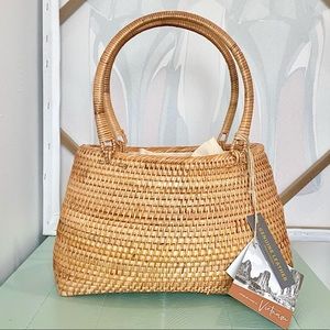 Made in Vietnam Rattan Wicker Leather Satchel
